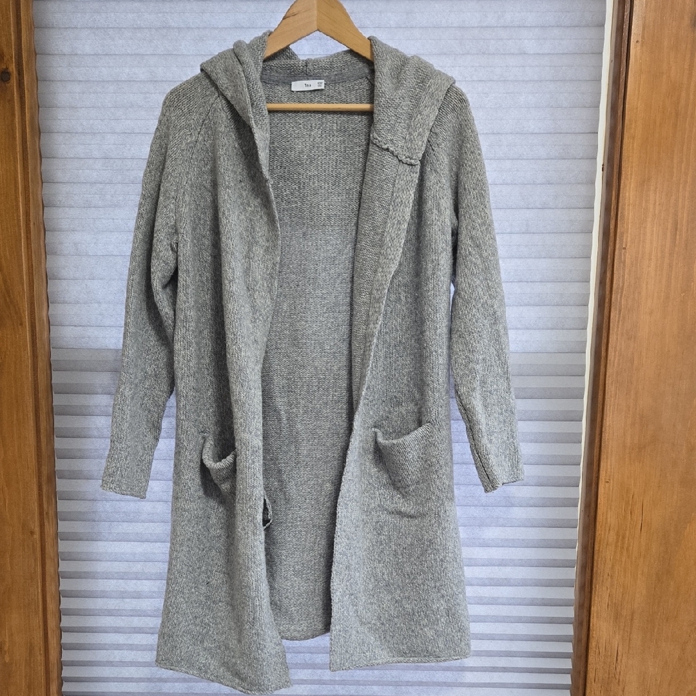 TNA Heather Gray Hooded Long Cardigan